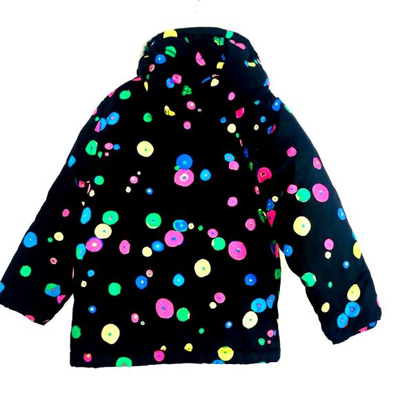 Pulse Puffer Hooded Girls Hooded Black Polka Dot Parka Size M - Picture 2 of 4